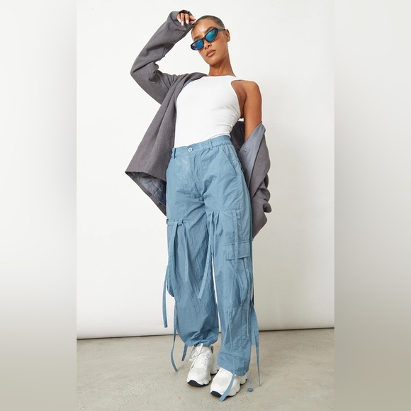 Pretty Little Thing | Parachute Nylon Cargo Pants - Picture 1 of 13